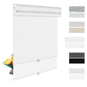 BERISSA Cordless Dual Roller Shades 2in1 Window Shades Blackout & Light Filtering Shades with Cassette Valance, Free-Stop Roller Blinds for Home Office,Custom Size,Jacquard Steak White