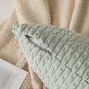 Kevin Textile 2 Packs Light Green Decorative Throw Pillow Covers 20x20 Inch for Living Room Couch Bed Sofa Spring Soft Striped Corduroy Square Cushion Case 50x50 cm Rustic Farmhouse Boho Home Decor
