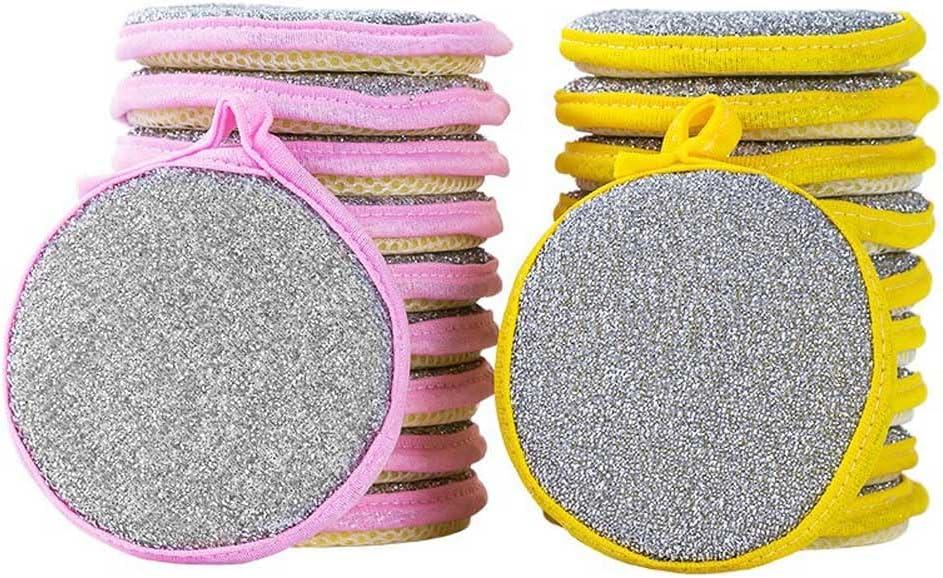 20 Pcs Washing Dishes Sponges Double-Sided Dishwashing Sponge Scrubber Round Non-Scratch Scrub Sponges Pads Kitchen Cleaning Tools for Dishes, Pots, Pans, Sink, Basin