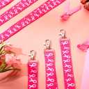 Berlune 100 Pcs Breast Cancer Pink Ribbon Lanyards Breast Cancer Awareness Neck Lanyards with Badge Clip for Men Women