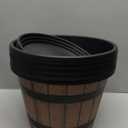 Whiskey Barrel Planters 12 Inch, 5 Pack Plastic Pots with Wood Design