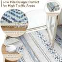 BESTSWEETIE 6x9 Area Rugs for Living Room Washable Moroccan Farmhouse Neutral Geometric Low Pile Non-Slip Soft Print Pattern Rug for Bedroom Kitchen Dining Room Entryway Blue/Brown