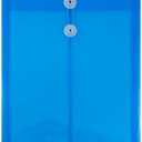 JAM PAPER Plastic Envelopes with Button & String Tie Closure - Legal Open End - 9 3/4 x 14 1/2 - Blue - 12/Pack