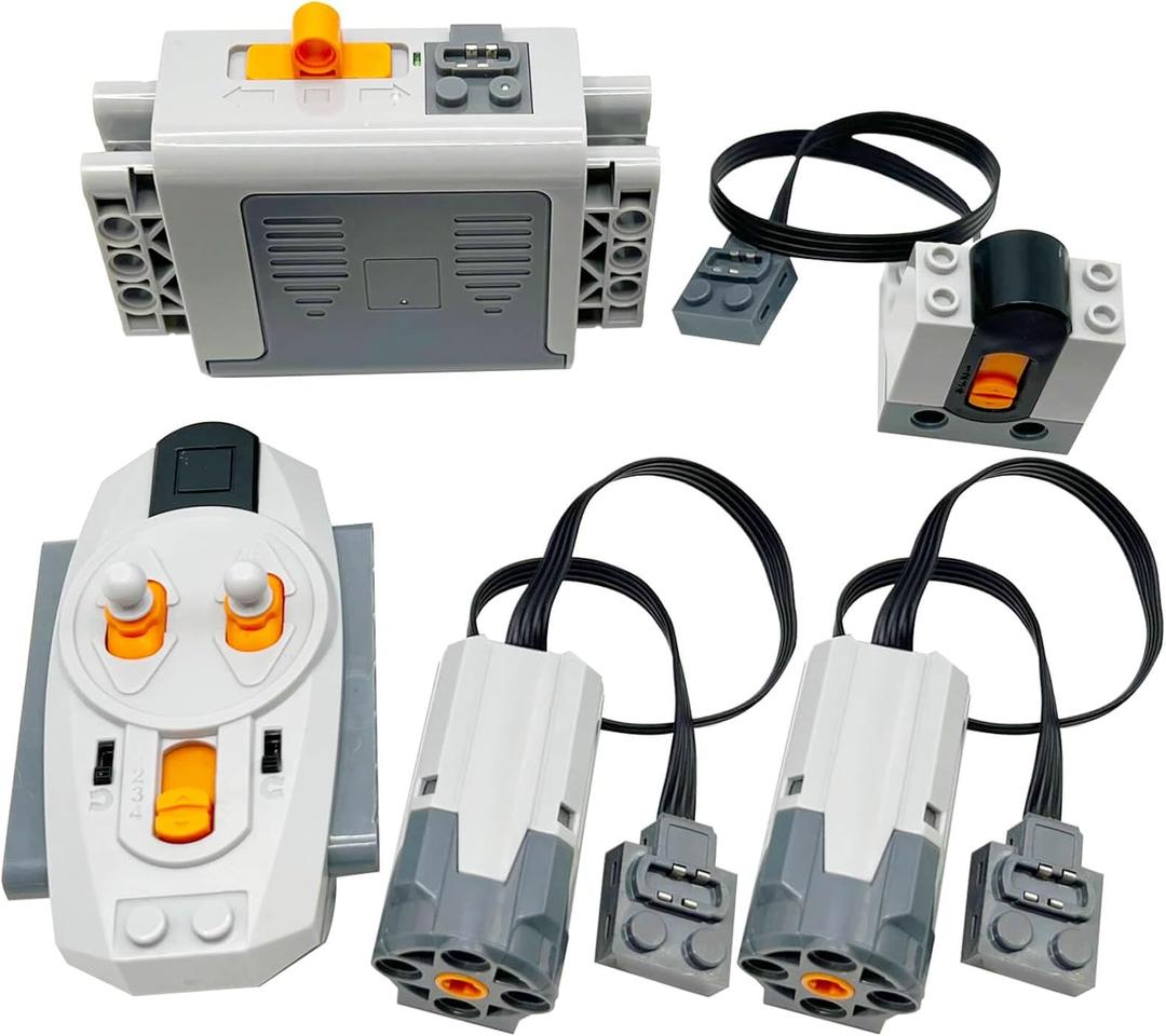 5-in-1 Motor Kit Compatible With Lego: Power Functions Technic Remote Control Set With Battery Box, Engine Parts, Controller, Steering Servo, Building Block Gears Starter (5 in 1 Set)