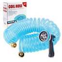 Yereen 50 Ft x 3/8'' Coil Garden Hose EVA Recoil Garden Self Coiling Expanding Water Hose with 6 Function Spray Nozzle Universal 3/4'' Brass Connector Fitting for Outdoor Yard