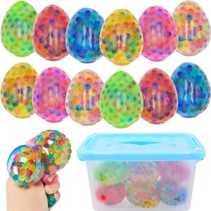 12 Pack Easter Eggs Stress Balls Fidget Toys Squishy Squeeze Ball for Kids Boys Girls Easter Basket Stuffers Party Favors Gifts