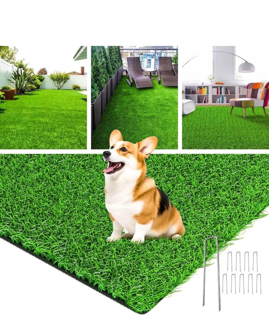 LOOBANI Realistic Artificial Grass Rug Indoor Outdoor, Dog Grass Mat with Drainage Holes and Replacement Artificial Grass Turf, Fake Grass for Garden Lawn Landscape Balcony Decoration, 3 Feet x 5 Feet