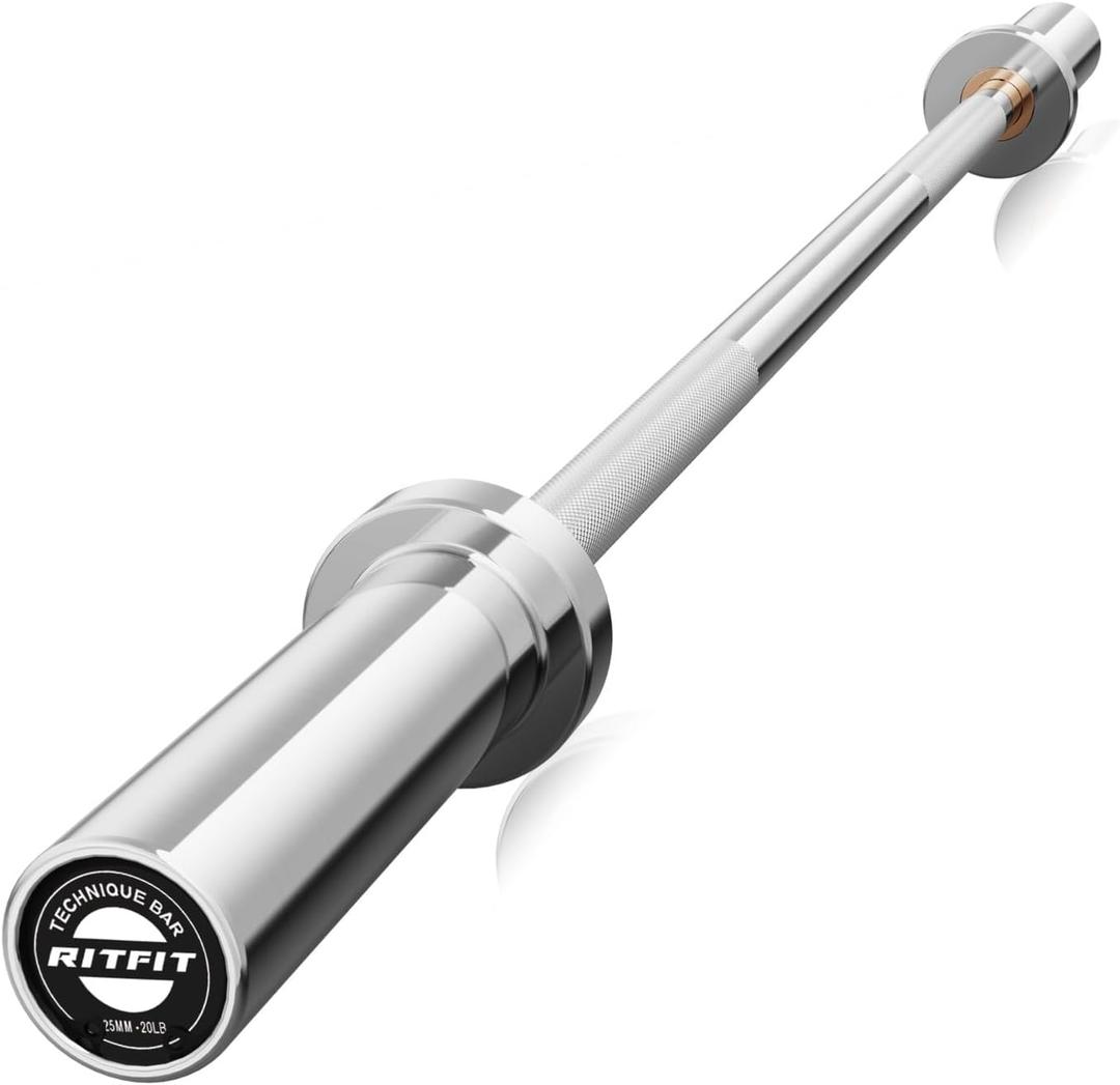 RITFIT Olympic Barbell 4ft - 2 Inch Weight Bar for Strength Training, Weightlifting, Squat, Deadlift, Bench Press, Curl, Overhead Press - 350lbs/500lbs Capacity (Silver)