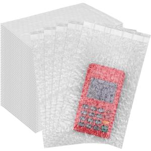 50Pack Bubble Out Bags Pouches 5.12" x 7.10" Self-Seal Clear Bubble Pouch Bags, Double Walled Bubble Cushioning Bags, Protective Wrap Cushioning Pouches for Shipping, Packing, Moving