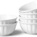 HOMBENE White Porcelain Fruit Bowls, 4.7 Inch Serving Bowls,Ice Cream Bowl, Kitchen Bowl Set, Microwave and Dishwasher Safe, Set of 6