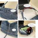 Denim Tote Bag Casual Retro Aesthetic 2026 Crossbody Jean Purses Handbag Shoulder Bag Blue Canvas Messenger Bag for Women