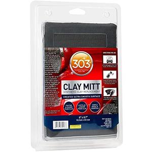 303 Products Clay Mitt - Synthetic Clay Replacement - Creates Ultra Smooth Surface - Faster and Easier Than Clay - Long Lasting, 1 Count (39013), Gray, Black