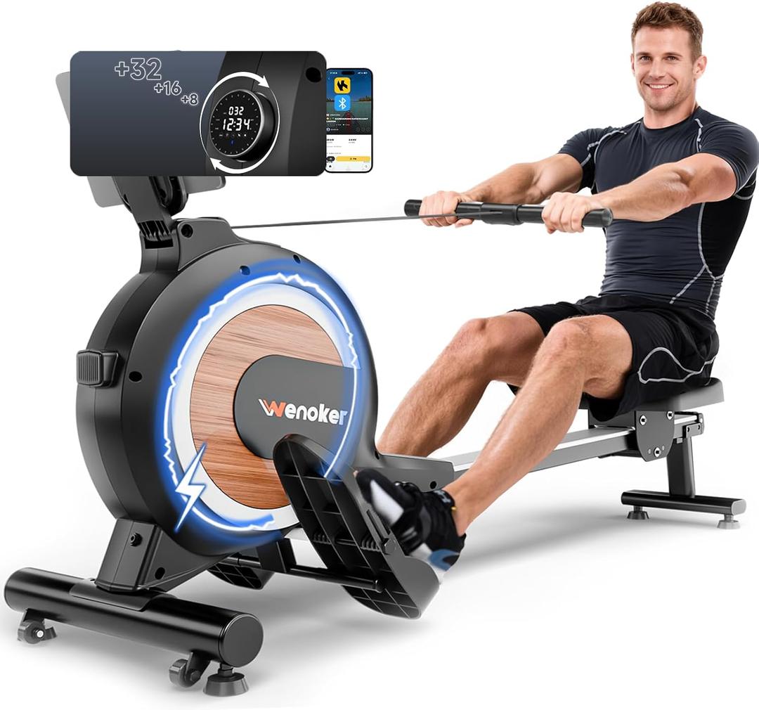 WENOKER Rowing Machine, Magnetic Rowing Machine for Home, Upgraded 32-Levels Resistance with Smart Electronic Knob, 350 LBS Weight Capacity, Compact Rower Machine Easy Assembly, App Supported
