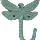 Abbott Collection Cast Iron Dragonfly Wall Hook, Light Green (5.5" H)