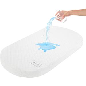 Pro Goleem Baby Bassinet Mattress Pad 30"x15" Oval, Waterproof Soft Cover Gel Memory Foam, Dual Side Cradle Mattress fit Moses Basket