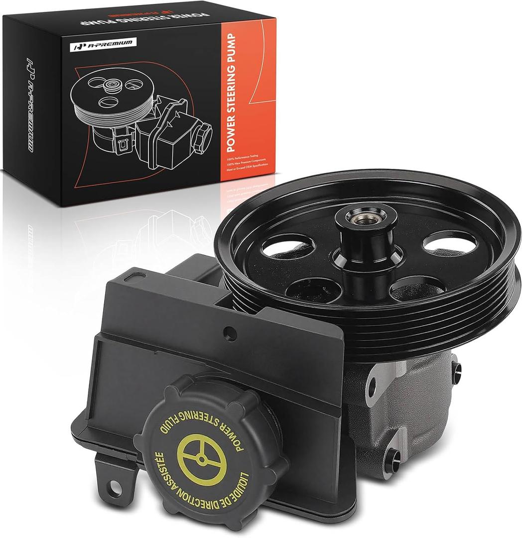 A-Premium Power Steering Pump, with Pulley & Reservoir, Compatible with Ford Focus 2006-2011, Transit Connect 2010-2011, 2.0L 2.3L 2.5L Gas, Replace # 6S4Z3A674A