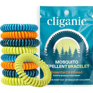 Cliganic 25 Pack Mosquito Repellent Bracelets for Adults & Kids - Natural DEET-Free Bands, Individually Wrapped