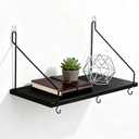 2 Pack Black Cubicle Shelf With Hooks For Fabric Walls, 12'' Wooden Office Cubicle Accessories for Work, Floating Wall Shelf for Decor, Hanging Organizer for Cubicle Wall Storage & Office Decorations