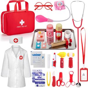Doctor Kit for Kids, 36 Pcs Pretend Doctor Playset kit for Toddlers 3-5 with Medical Bag & Real Stethoscope ,Toddler Doctor Play Set for Boys and Girls Fun Role Playing Game Doctor Play Gift