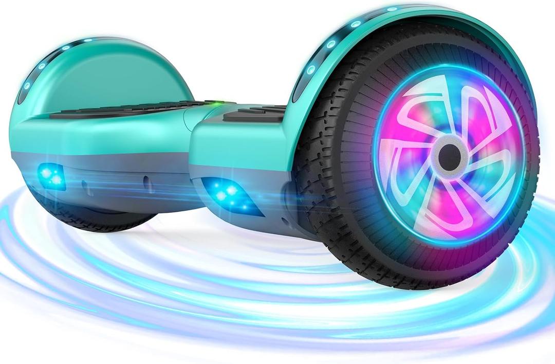Hoverboard, 6.5" Two Wheel Hoverboard with Bluetooth and Lights, Hoverboard for Kids Ages 6-12 (B01 Green&Grey (No Bluetooth)