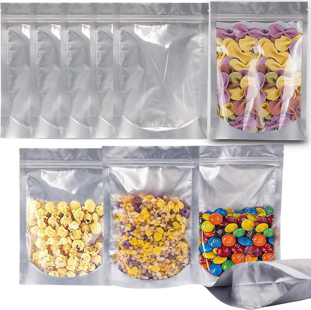 4"x 6" 30 Packs Mylar Bags For Food Storage, Mylar Bags With Window, Freeze Dried Candy Bags, Reusable Storage Bags For Food, Mylar Food Storage Bags for Long Term Food Storage