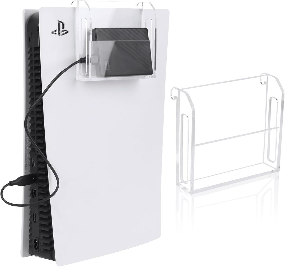 Desing Wish Hard Drive Holder Organizer for Storing Gaming Hard Drives, Acrylic Clear Holder Compatible with Playstation 5 Disc/Digital Edition Console