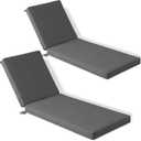 Codi Chaise Lounge Cushions Outdoor, Pool Lounges Chair Cushion Set, Waterproof for Patio Furniture, 72 x 22.5 x 3.5 Inch 2PK Grey