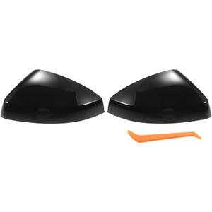 X AUTOHAUX Pair Car Rear View Driver Passenger Side Mirror Cover Cap Replacement Gloss Black for Audi A3 S3 8V 2013-2018 for Audi S3 8V 2015-2018 Mirror Guard Covers Exterior Decoration Trims