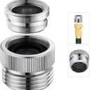 Faucet Adapter with Aerator Faucet to Hose Adapter, Faucet Adapter to Garden Hose Attachment for Sink Faucet to Garden Hose Adapter 3/4" GHT Thread Chrome