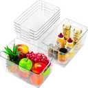 6 Pack Large Clear Plastic Storage Bins,Plastic Containers with Handle for Pantry Organizer and Storage,Perfect for Kitchen,Fridge,Cabinet, Closet,Bathroom Under Sink Storage