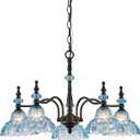 HDDFL Chandeliers Light 5 Lights Chandelier Lamp Modern Pendant Lighting Fixtures Hanging Lamps for Dining Room Entryway Living Room Bedrooms Foyer Entrance Kitchen Black and Blue
