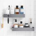 Kitsure X-Large Shower Caddy - 2 Pack Adhesive Shower Organizer, Rustproof Metal Shelves, No-Drill Bathroom Organizers and Storage, Silver Grey