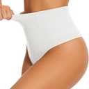 Tummy Control Thong Shapewear for Women High Waisted Body Shaper Panties Shaping Thong Girdle Underwear(02# High Waisted Beige(slimming), Large)