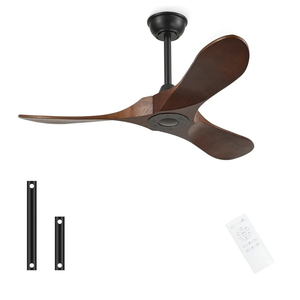 42'' Outdoor Ceiling Fan no Light,Solid Wood Ceiling Fan with Remote Control,Quiet and Reversible DC Motor with Large Airflow for Living Room,Patios,Gazebo (dark walnut)