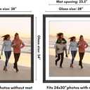 Americanflat 28x34 Poster Frame with Polished Plexiglass - Use as 24x30 Frame with Mat or Display 28x34 Photo Without Mat - Hudson Collection - Wide Picture Frames for Wall Display - Black