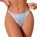 Milumia Women Cheeky Sexy Lace Thongs Panties Low Rise G-String Underwear (Small)
