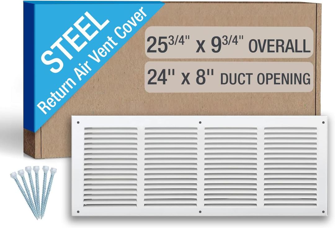 Return Air Grille HVAC Vent Cover for 24 x 8 Inch Duct Opening