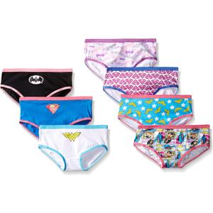 DC Comics Girls' Superhero Underwear With Wonder Woman, Batman, Superman Logos and Comic Prints Sizes 4, 6, 8, 10