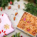 Geelin 13 Pcs Christmas Pink Gingerbread Shower Curtain Set for Bathroom Decor 72"w x 72"h Pink Cute Ginger Bread Candy Cane Shower Curtain with 12 Gingerbread Hooks for Christmas Bathroom Decoration