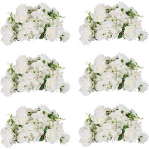 BLOSMON Artificial Flower Balls Wedding Centerpieces 6 Pcs 14.2" Large White Fake Flowers Rose Hydrangea Ball Arrangement Center Pieces for Table Silk Floral Bouquet for Wedding Party Home Decor