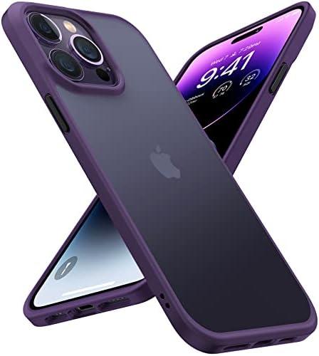 TORRAS Shockproof Designed for iPhone 14 Pro Case, [Military-Grade Drop Tested] Translucent Matte Hard Back with Silicone Slim Protective Anti-Fingerprint Anti-Scratch Phone Case Guardian 2022, Purple