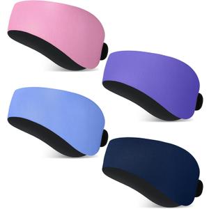 Lunmon 4 Pieces Swimming Headbands Waterproof Safety Earplugs for Adults Colorful Water Headbands Adjustable Swimming Ear Band Protectors for Pool Surfing Diving Showering Water Sports(Cute Color)