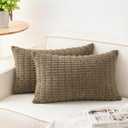 Aegero Pack of 2 Corduroy Decorative Throw Pillow Covers 12x20 InchSoft Striped Pillow Covers Modern Farmhouse Home Decor for Sofa Living Room Couch BedGreen