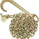 VULCAN Tow Chain with 15 Inch Forged J Hook and T Hook - Grade 70 Chain - 6 Foot - 4,700 Pound Safe Working Load