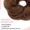 SEGO Human Hair Messy Bun Hairpieces Real Scrunchies Wavy Curly Tousled Updo Donut Chignon Ponytail Extensions for Women Girls-#04 Medium Chocolate Brown