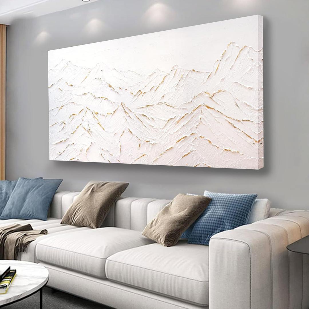 Belmrxne Mountain Wall Decor White Wall Art Abstract Landscape Canvas Painting Wall Prints Artwork for Living Room Bedroom Dining Room Office Home Decor 24x48 Inch