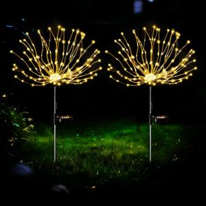 Solar Garden Lights Outdoor Waterproof (2 Pack),Solar Landscape Lighting,300LED Firework Lights for Garden, Pathway, Party & Christmas,Warm White