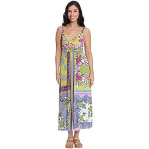 London Times Women's Floral Printed Cami Maxi Dress with Slit, 16W