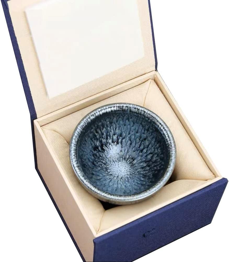 3D Chinese Kungfu Teacups Teacup, Handcrafts Tenmoku Glaze Bowl Cup, Coffee Cup Mug Water Cup, with Gift Box