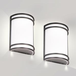 Indoor Wall Sconce, Half Cylinder Wall Light Fixture, 3000K 4000K 5000K Color Temperature Adjustable, Dimmable LED Modern Wall Light for Hallway Bedroom Living Room, Matt Black, 2 Pack